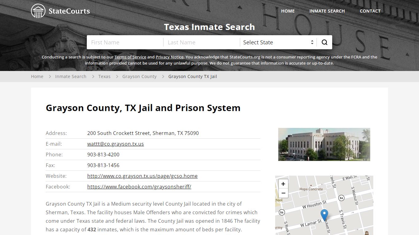 Grayson County TX Jail Inmate Records Search, Texas - StateCourts