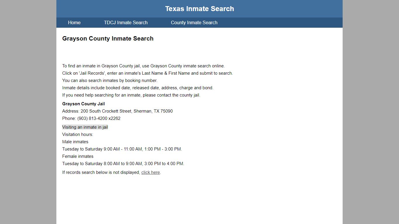 Grayson County Inmate Search